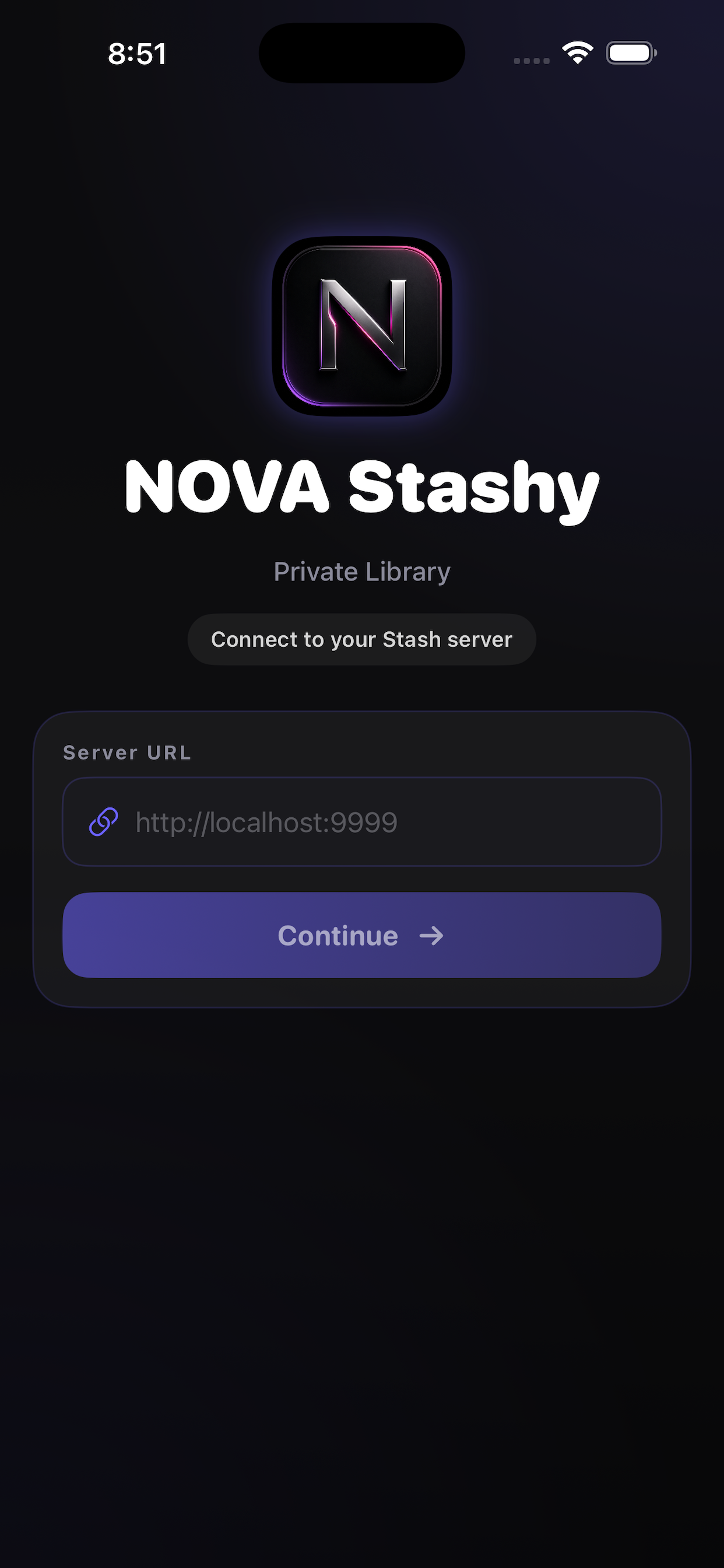 Nova Stashy connect screen