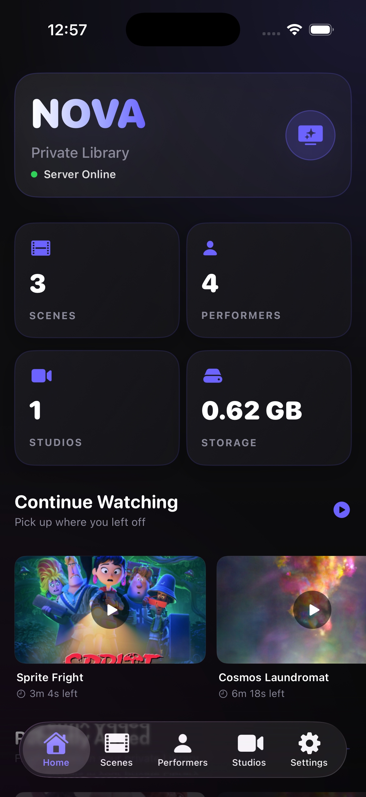Nova Stashy home screen
