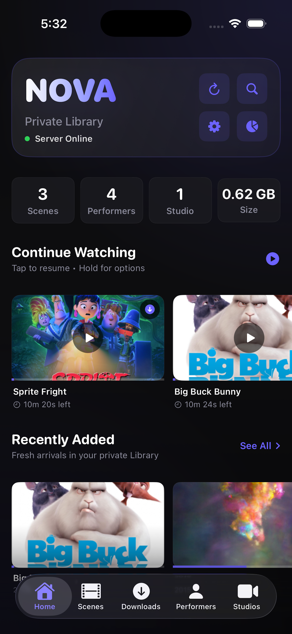 Nova Stashy home screen