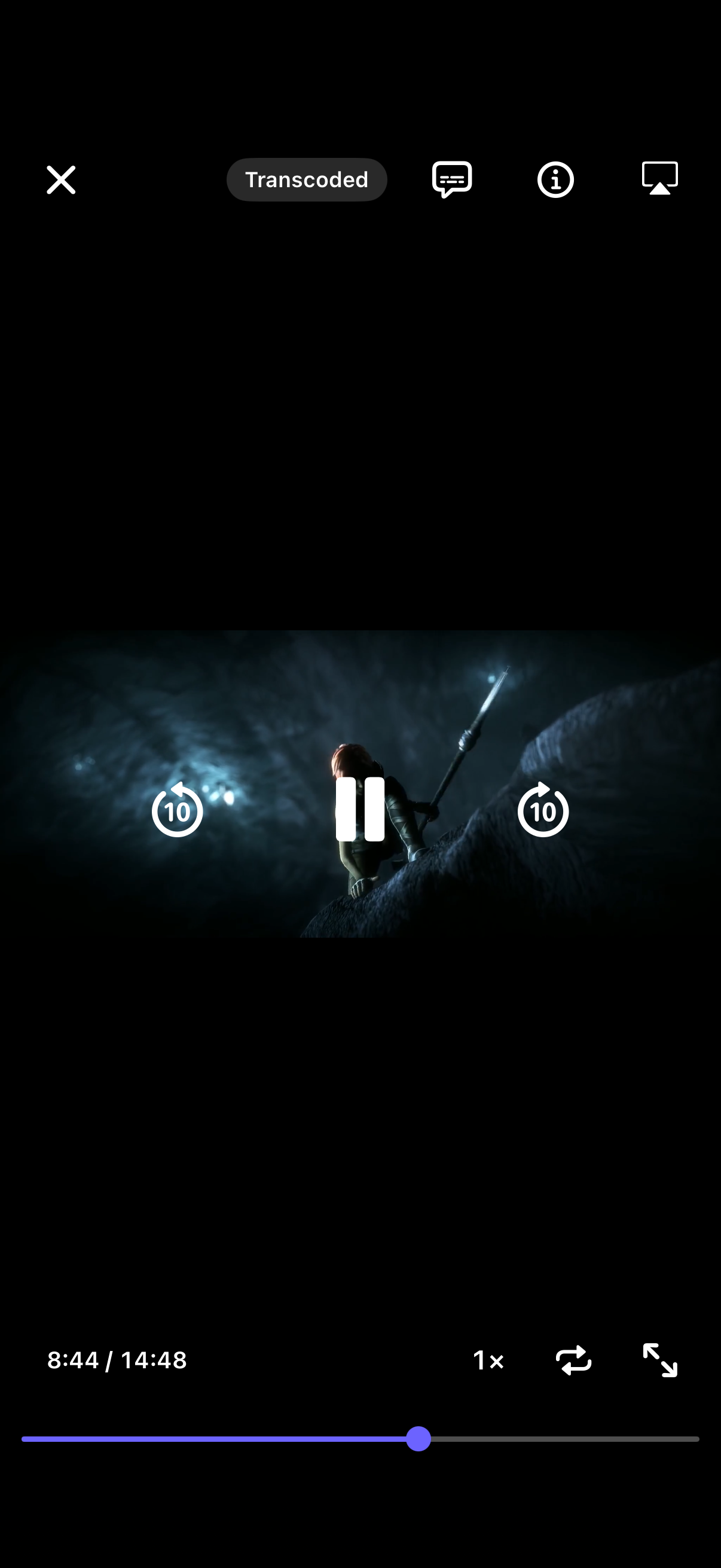 Nova Stashy&rsquo;s player in portrait, with the elapsed time, speed, loop and fill controls above the scrubber